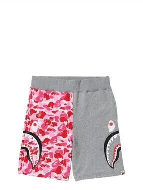 A BATHING APE, BAPE CAMO SIDE Pink Shark Shorts SZ SML